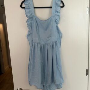 Light Blue Ruffle Strap Dress